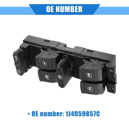 Vista 6 de Interruptor de control de ventana de coche compatible con Skoda Octavia I 1U5 Estate 1996-2010, plástico duradero negro delantero derecho