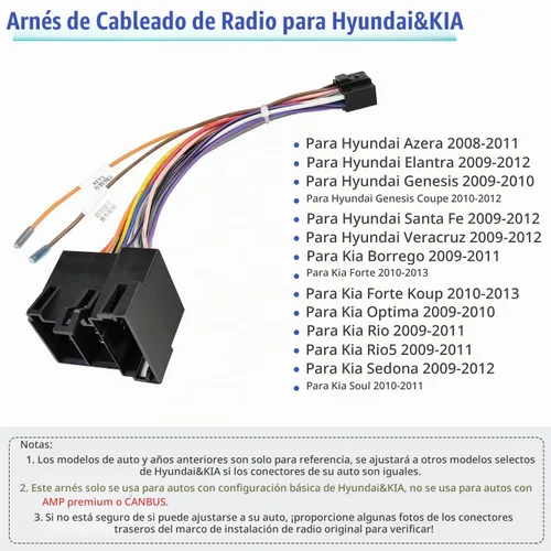 Vista 2 de Radio Stereo Wiring Harness Adapter Replacement for Hyundai Kia Conector de radio de 36 pines, arnés de cable estéreo ISO de 16 pines compatible