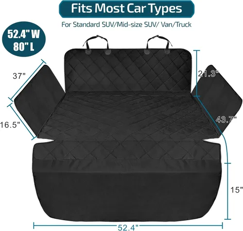 Vista 2 de Veckle SUV Cargo Liner para perros - Funda para maletero con protector de solapa para parachoques Waterproof Pet Cargo Cover with Side Flaps, Dog