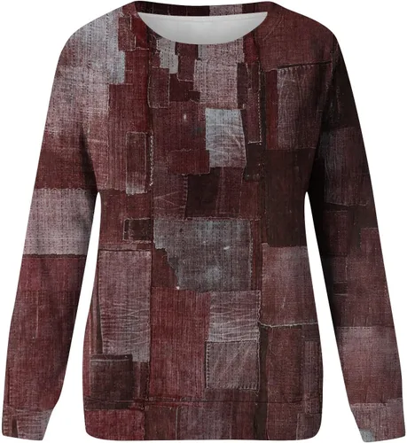 Vista 3 de JJHAEVDY Sudaderas con estampado de cuello redondo para mujer, de manga larga, casuales, holgadas, ligeras