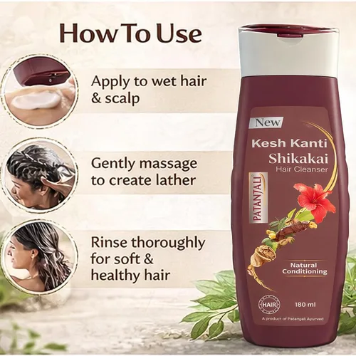 Vista 4 de patanjali Kesh Kanti Shikakai limpiador de cabello 6.1 fl oz / 6.08 fl oz