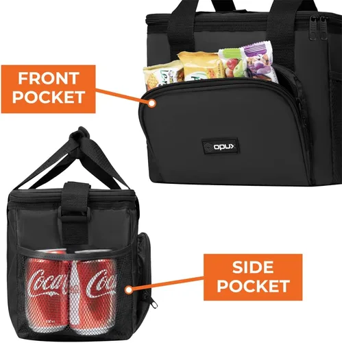 Vista 5 de OPUX Bolsa de enfriador suave, bolsa de almuerzo plegable aislada para hombres, trabajo, camping, playa, viaje, portátil, de lado suave