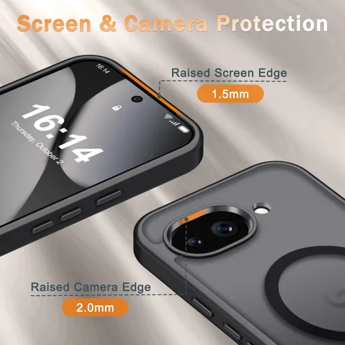 Vista 787 de Funda para Google Pixel 10 Pro XL, cubierta magnética mate, color negro Fit for MagSafe, Screen Protector included, Shockproof Military Grade