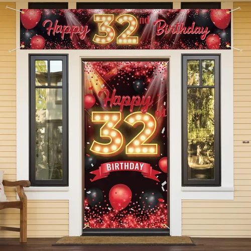 Vista 23 de Juego de carteles de feliz cumpleaños 10 para puerta, porche, decoraciones de cumpleaños de 10 años, suministros de fiesta para mujeres y hombres
