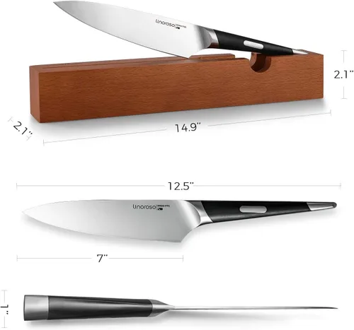 Vista 2 de linoroso Cuchillo de chef de cocina ultra afilado, cuchillo de cocina alemán de alto carbono forjado de precisión de 7 pulgadas, cuchillo de corte