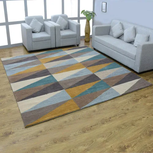 Vista 8 de Rugsotic Carpets Alfombras de lana copetuda a mano ecológicas – 2 pies 6 x 6 pies, forma de pasillo, multicolor, diseño geométrico moderno