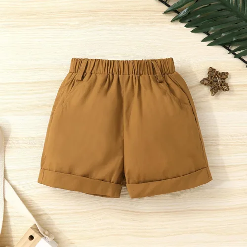 Vista 7 de JEELLIGULAR Conjunto de ropa de verano para bebé niño de manga corta con botones y pantalones cortos, trajes casuales para caballeros de 1 a 6 años