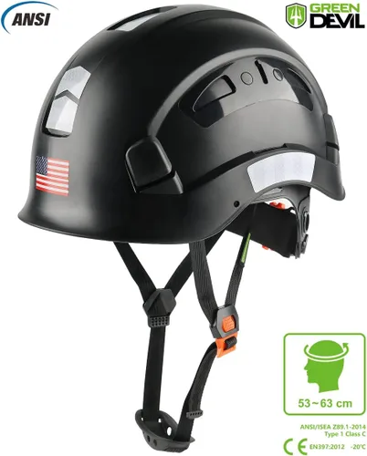 Vista 2 de GREEN DEVIL Casco de Seguridad Casco Duro Ajustable Ligero Ventilado ABS Casco de Trabajo Suspensión de 6 Puntos Aprobado ANSI Z89.1 Ideal