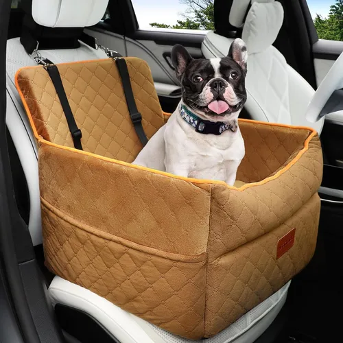 Vista 16 de HEGGCOOE Asiento de automóvil para perros pequeños, asientos elevadores de espuma viscoelástica con cojín grueso para perros medianos de menos de 35