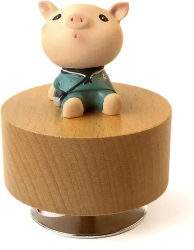 Vista 12 de SOFTALK Caja de música mecánica de madera con diseño de animal, con texto en inglés "You are My Sunshine", regalo para niños y niñas (oso)