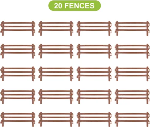 Vista 9 de Volnau Juego de 20 piezas de juguetes de valla de corral de granja, accesorios de panel, figuras de animales de granero para niños pequeños, juego