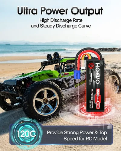 Vista 6 de HOOVO Batería Lipo 3S 11.1V 5500mAh 120C RC Batería Hardcase con EC5 Conector para RC Car Truggy Boat Truck Racing Modelos 2 Paquetes