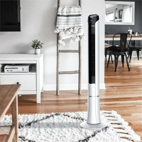 Vista 2 de Pemberly Row Ventilador de torre contemporáneo de 48" con control remoto y pantalla LED
