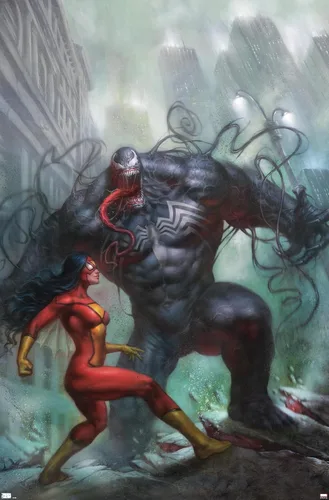 Vista 11 de Trends International Marvel Comics-Spider-Woman-Venom #161 - Póster de pared, 14.725 x 22.375 pulgadas, versión enmarcada de madera de granero