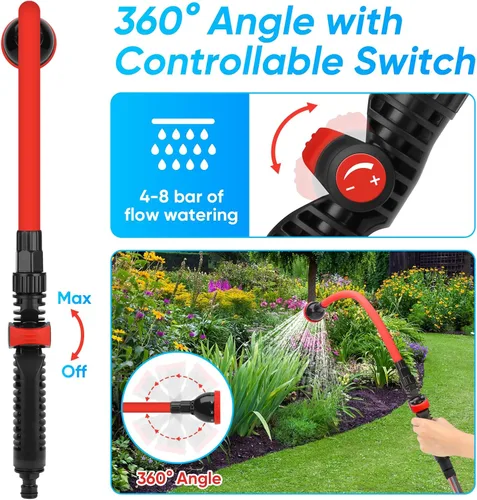 Vista 6 de Varita de riego flexible 2 en 1 resistente para la limpieza del jardín/del coche Use with 10 Spray Patterns, 29In Long Hose Nozzle Sprayer, Fits