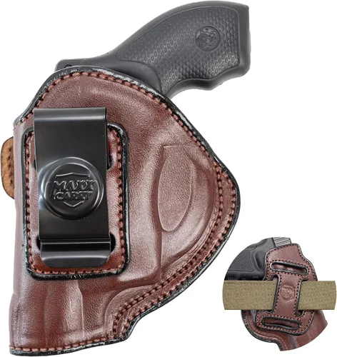 Vista 8 de Maxx Carry Funda de cuero de alta calidad OWB e IWB de 4 vías para pistola de marco J para los modelos S&W 442 y 642 Airweight 637, 638, 640 y otros