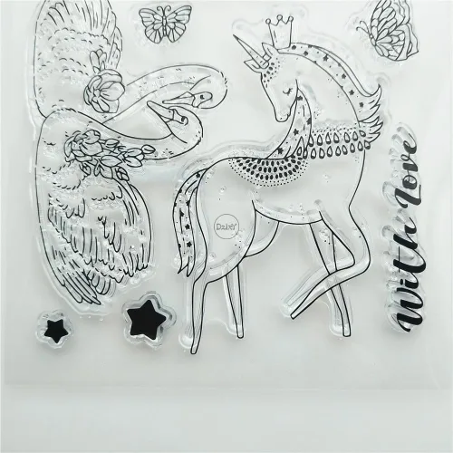 Vista 5 de DzIxY Swans Unicorn Sellos transparentes y troqueles de corte de metal para hacer tarjetas, kit de papel para álbumes de recortes, suministros