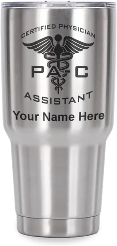 Vista 28 de LaserGram Vaso aislado al vacío de 20 onzas, asistente médico certificado PA-C, grabado personalizado incluido (negro)