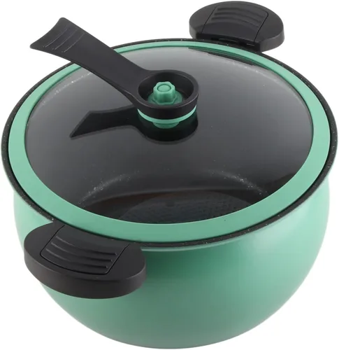 Vista 2 de Olla a presión micro antiadherente de gran capacidad, utensilios de cocina multifuncionales con tapa visual para cocina casera (5L)