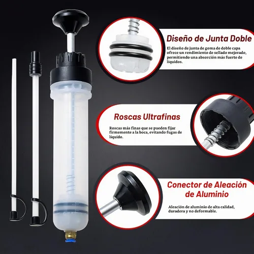 Vista 4 de Reniteco Bomba extractora de aceite - Extractor de líquidos manual de 500 cc, bomba de aceite multifunción para automóvil, bomba de transferencia