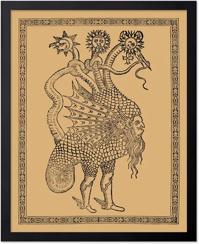 Vista 63 de Poster Master Póster vintage, estampado retro de león verde devorando el sol, arte hermético, arte de mitología, regalo para hombres y mujeres