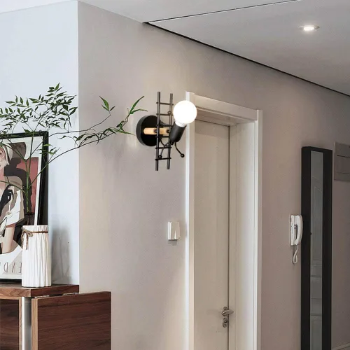 Vista 3 de Mengjay Humanoid - Lámpara de pared creativa para interiores, lámpara de pared moderna Art Deco Hierro E26 Base para dormitorio, habitación