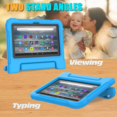 Vista 4 de Funda para tablet Amazon Fire 7 para niños (12ª generación, versión 2022), ligera, a prueba de golpes, apta para niños, funda para tablet Fire 7