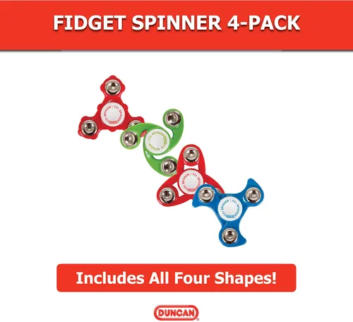 Vista 7 de Duncan Paquete de juguetes Fidget Spinner Pack, Fidget and Sensory Toy Pack Valor, Variadas Formas, 4 Fidget Spinners, Multicolor
