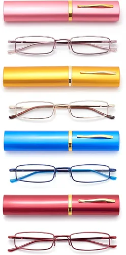 Vista 12 de Anteojos de lectura de bolsillo delgados para hombres y mujeres, lentes compactas súper transparentes, lentes con marco de metal con bisagra