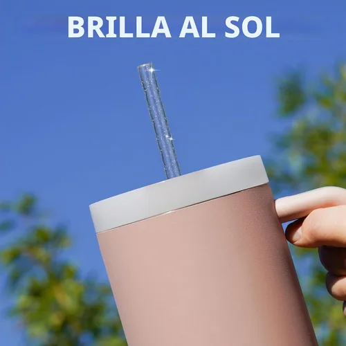 Vista 6 de NiHome - 12 popotes de plástico con purpurina para vaso Stanley de 40 onzas, 6 colores 12 pajitas + 2 cepillos
