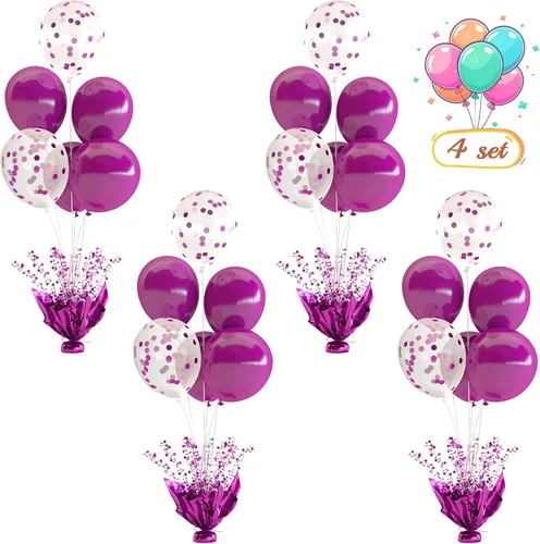 Vista 14 de 2 Juego de Globos de Mesa Negros con Spray de Aluminio para Centro de Mesa con Globos Negros y de Confeti, Kit de Soporte para Decoración de Mesa