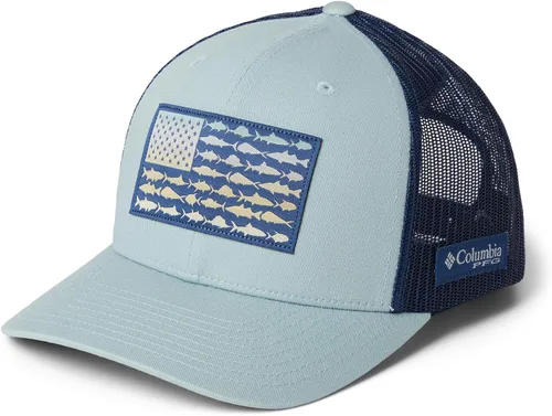 Vista 3 de Columbia Snapback de malla con bandera de pez PFG Negro y piedra oscura.