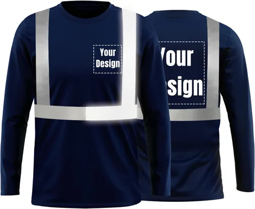 Vista 27 de La alta visibilidad reflexiva de las camisetas de la seguridad del logotipo de encargo Hola Vis de Verde neón