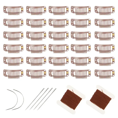 Vista 10 de 20 pinzas de pelo de acero inoxidable con 9 dientes, pinzas para Beige 9 dientes 20 piezas