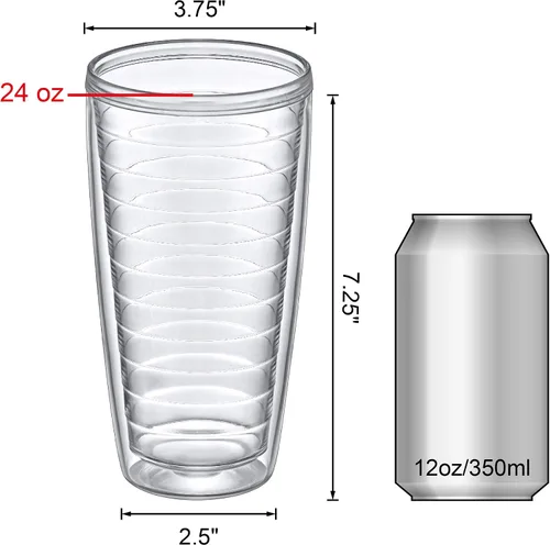 Vista 5 de Amazing Abby - Alaska - Vasos de plástico aislados de 24 onzas (juego de 4), vasos de plástico de doble pared, vasos reutilizables totalmente