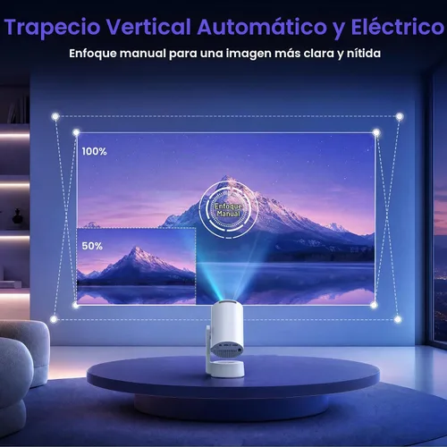 Vista 6 de Mini proyector portátil con WiFi y Bluetooth compatible con Netflix Blanco