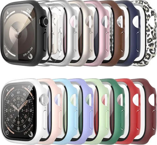 Vista 9 de COMMUTER - Juego de 4 fundas compatibles con Apple Watch de 40 mm Series SE 3ra Gen 2025 SE 2/1 6 5 4 con protector de pantalla de vidrio templado