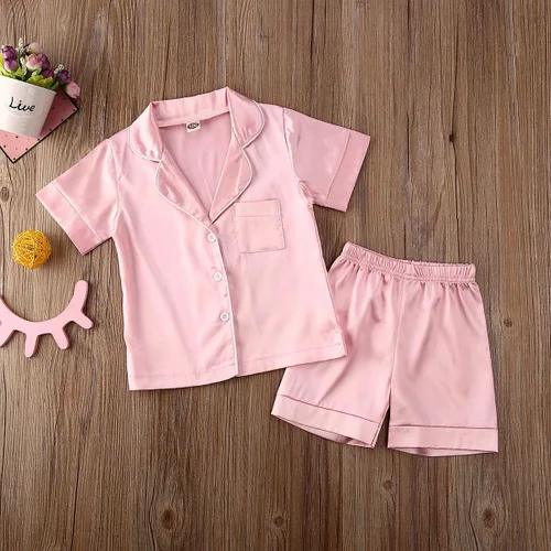 Vista 139 de Conjunto de pijama de manga larga con botones para niña pequeña, conjunto de ropa de dormir