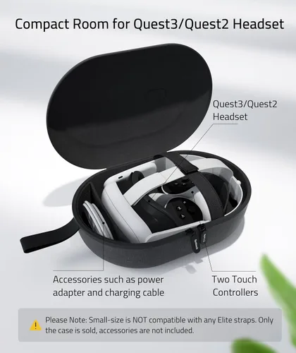 Vista 2 de Syntech Hard Carrying Case Compatible with OculusMeta Quest 3, Quest 2 Accessories VR Headset, Touch Controllers and Other Small Accessories