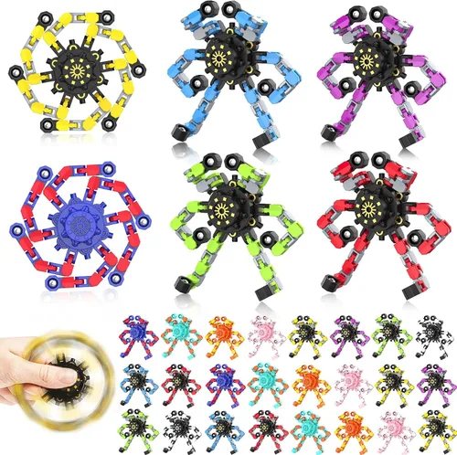 Vista 13 de Fidget Spinners Transformables, 8 Piezas de Juguetes Sensoriales Divertidos para Adultos, Cadena Deformable DIY Robot Spinner, Juguete Giroscopio