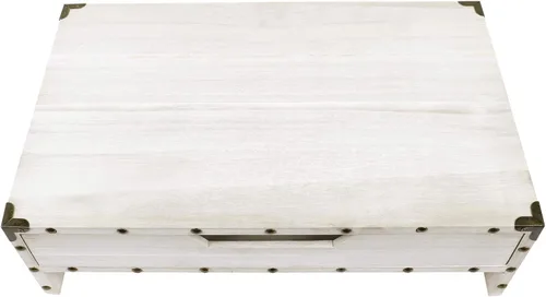 Vista 4 de Ikee Design Soporte de madera para monitor de 2 niveles con cajón, soportes de escritorio de madera Soporte ergonómico para monitor: eleva tu