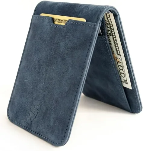 Vista 17 de Vaultskin MANHATTAN - Billetera de piel con bloqueo RFID para hombre, diseño fino, plegable, con ranuras para tarjetas, bolsillo frontal, contiene 9