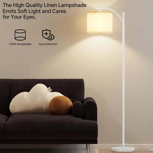 Vista 4 de SUNMORY Lámpara de pie de arco, lámpara de pie moderna con bombilla de 9W y 3 temperaturas de color, lámparas de pie de metal con pantalla colgante