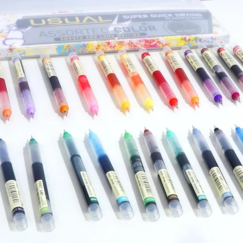 Vista 8 de USUAL 24 unidades de bolígrafos de tinta de gel, bolígrafos de tinta líquida, bolígrafos multicolor de 0.5 mm de punta fina, bolígrafos de escritura
