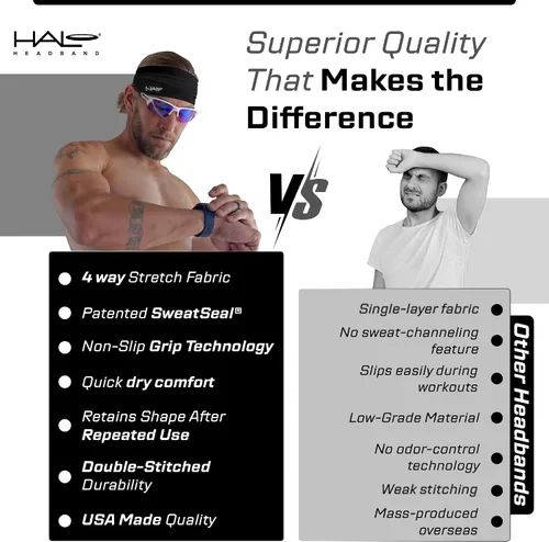 Vista 5 de Halo Headband Bandit - 4" Wide Pullover Sweatband for Both Women and Men