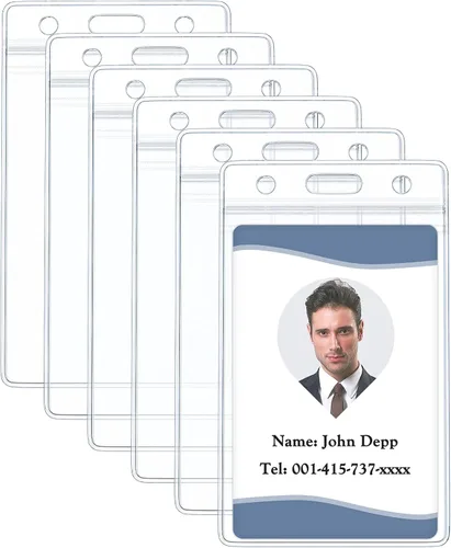 Vista 10 de Pawfly Paquete de 6 portatarjetas de identificación, estuche horizontal de plástico transparente con cremallera resellable, suave e impermeable