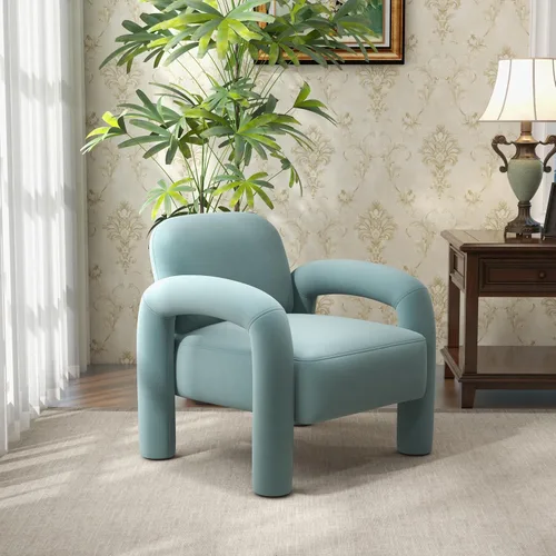 Vista 26 de Silla decorativa moderna, cómoda silla tapizada de terciopelo, acogedora silla individual de tocador, silla de barril copetudo, silla de lectura