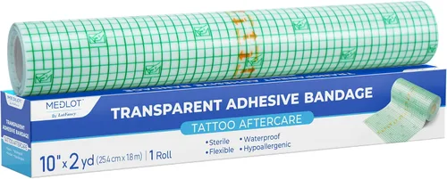 Vista 10 de LotFancy - Vendaje de cuidado posterior para tatuajes, rollo de 2 pulgadas x 13 yardas, impermeable, transparente Transparent Film Dressing