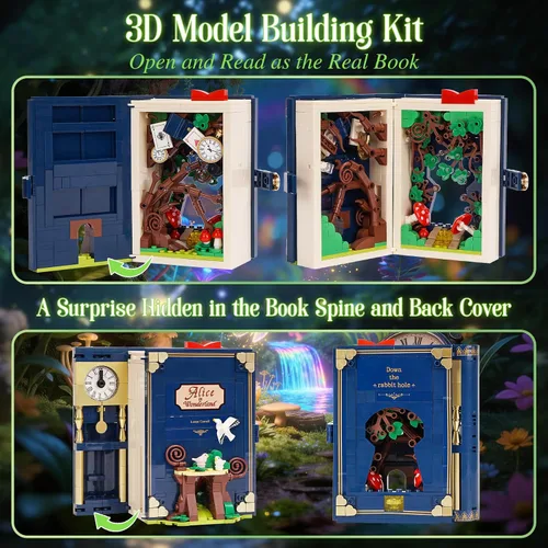 Vista 3 de Juego de bloques de construcción de libro de cuento de hadas, juguetes de construcción, juguetes educativos, regalo para cumpleaños, Navidad, Año