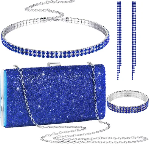 Vista 14 de Kigeli 4 Pcs Rhinestone Jewelry Set Negro
